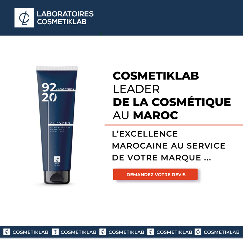 Cosmetiklab : Le pionnier et leader de la marque blanche et sur-mesure cosmétique au Maroc 1 Tube de Cire de Fixation de Cheveux pour homme 92|20 de Cosmetiklab Laboratoires, marque privée.